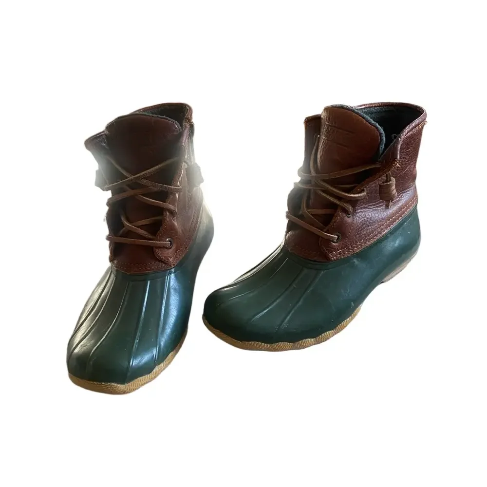 Sperry Saltwater Duck Boot – Green Leather | Size 6